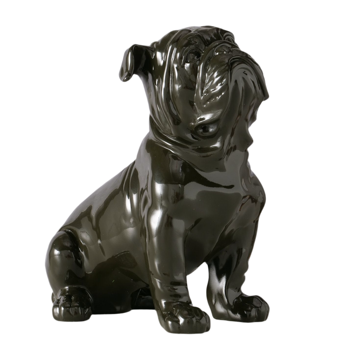 Bully Figur Schwarz Glanzoptik 32cm Handbemalt Deko Hund