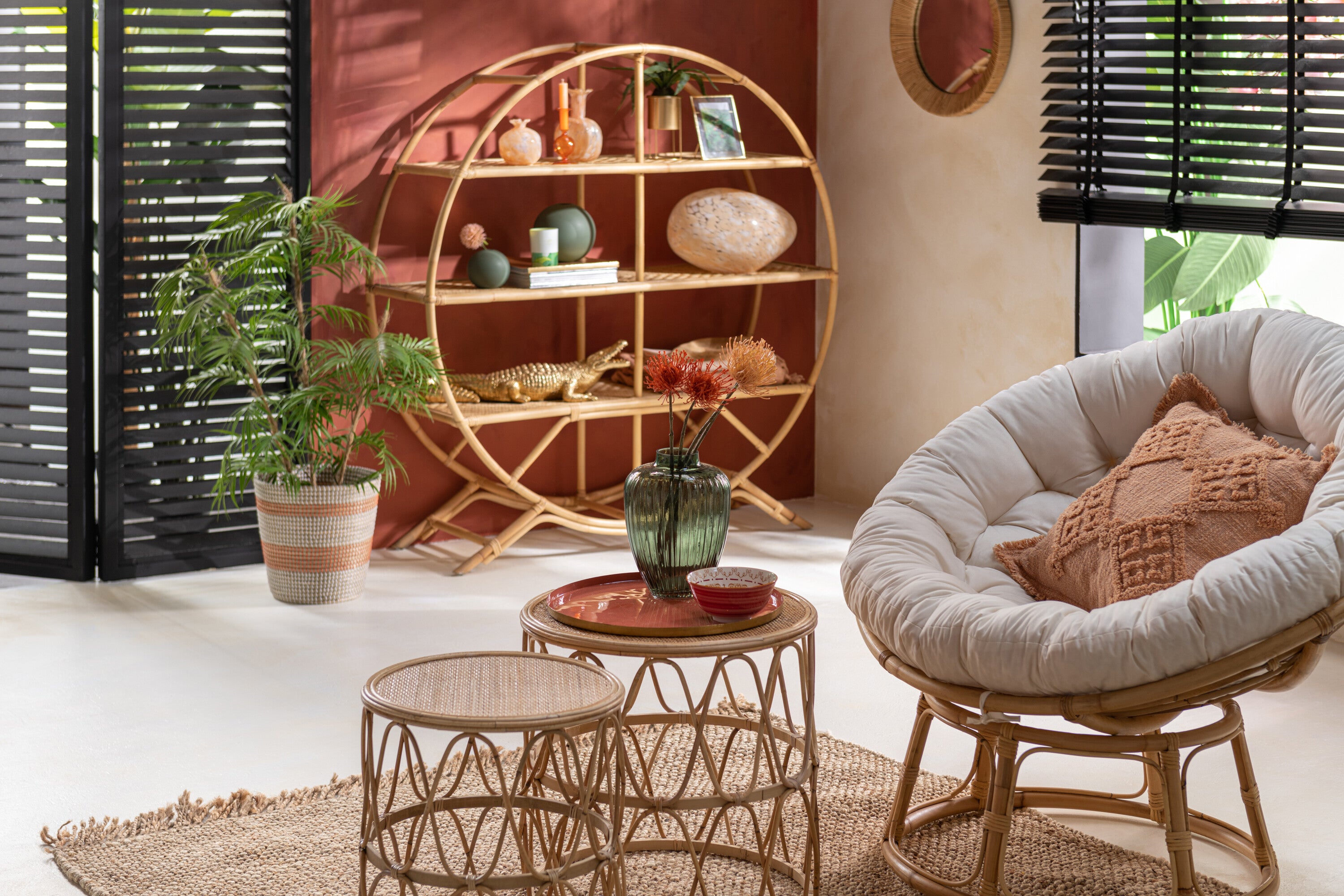 Set von 4 luxuriösen Kissen mit Fransen, aus Baumwolle - in ansprechender Korallenfarbe