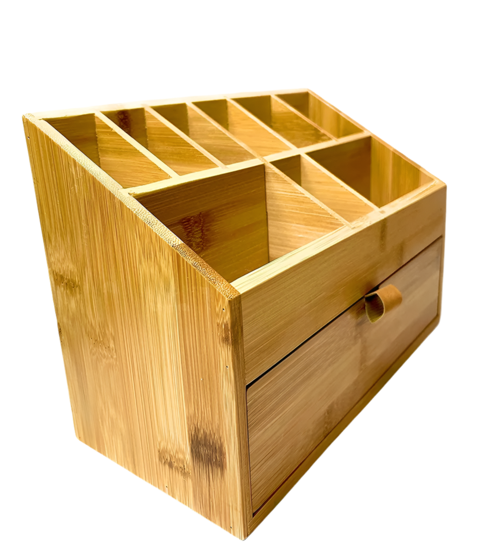 BAMBOX Bambus Schreibtisch Organizer mit 1 Schublade