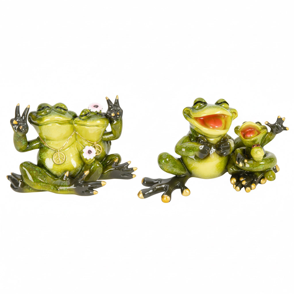 Froschfiguren Larello Peace und Lachen 2er Set grün 16,5 cm