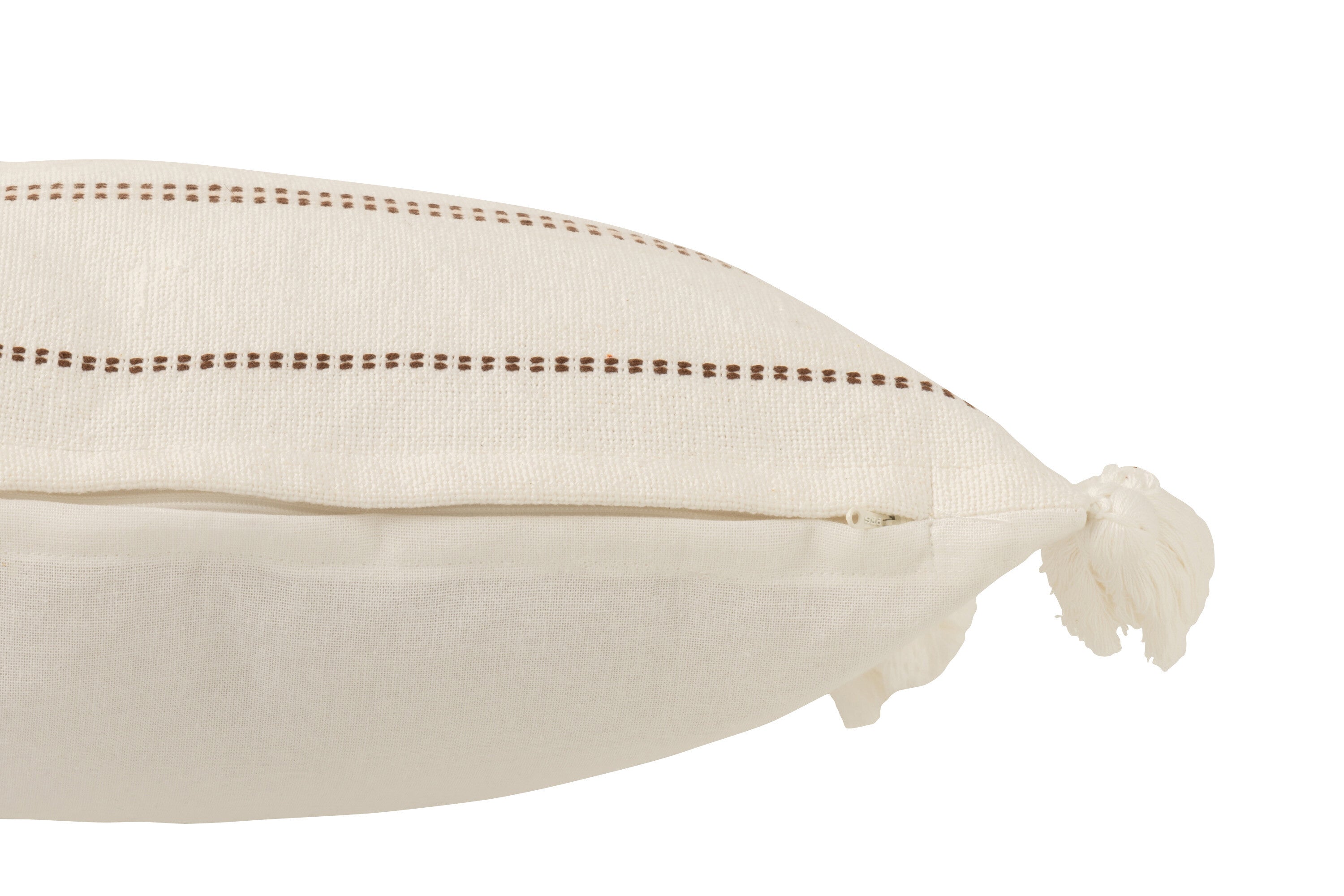 Klassische Eleganz 4er Set Kissen 4 Quasten aus Baumwolle in Weiß/Braun