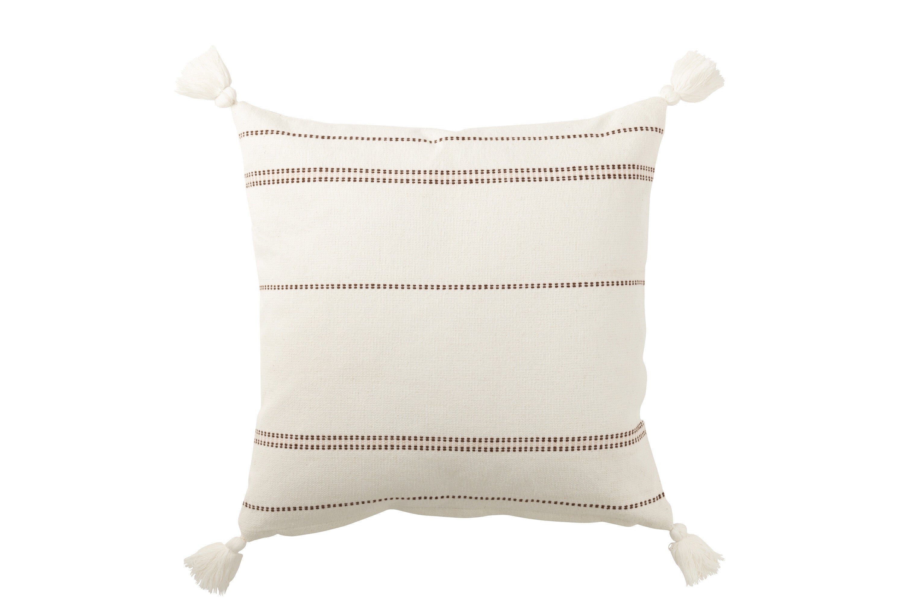 Klassische Eleganz 4er Set Kissen 4 Quasten aus Baumwolle in Weiß/Braun