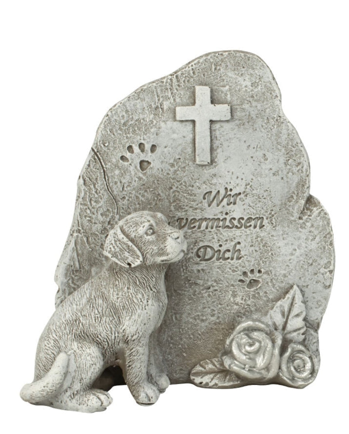 Gedenkstein Faithful Friend Hund Wir Vermissen Dich 11cm Polyresin Grau