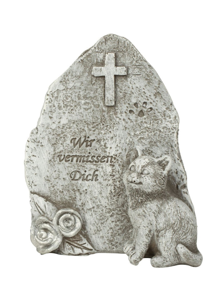 Gedenkstein Gentle Soul Katze Wir Vermissen Dich 11cm Polyresin Grau