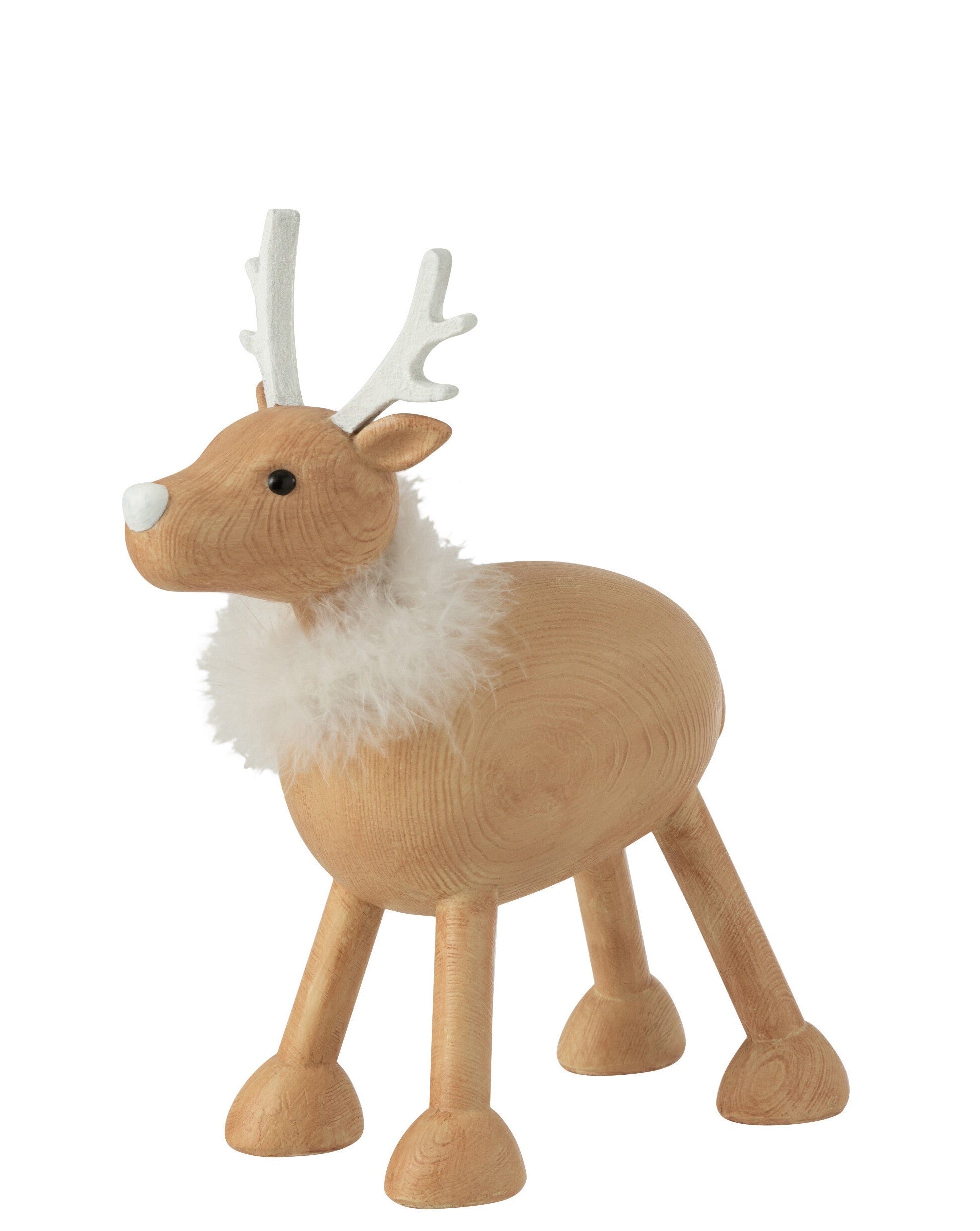 Winterhirsch Arvid Polyresin Holzoptik Weiß 28 cm