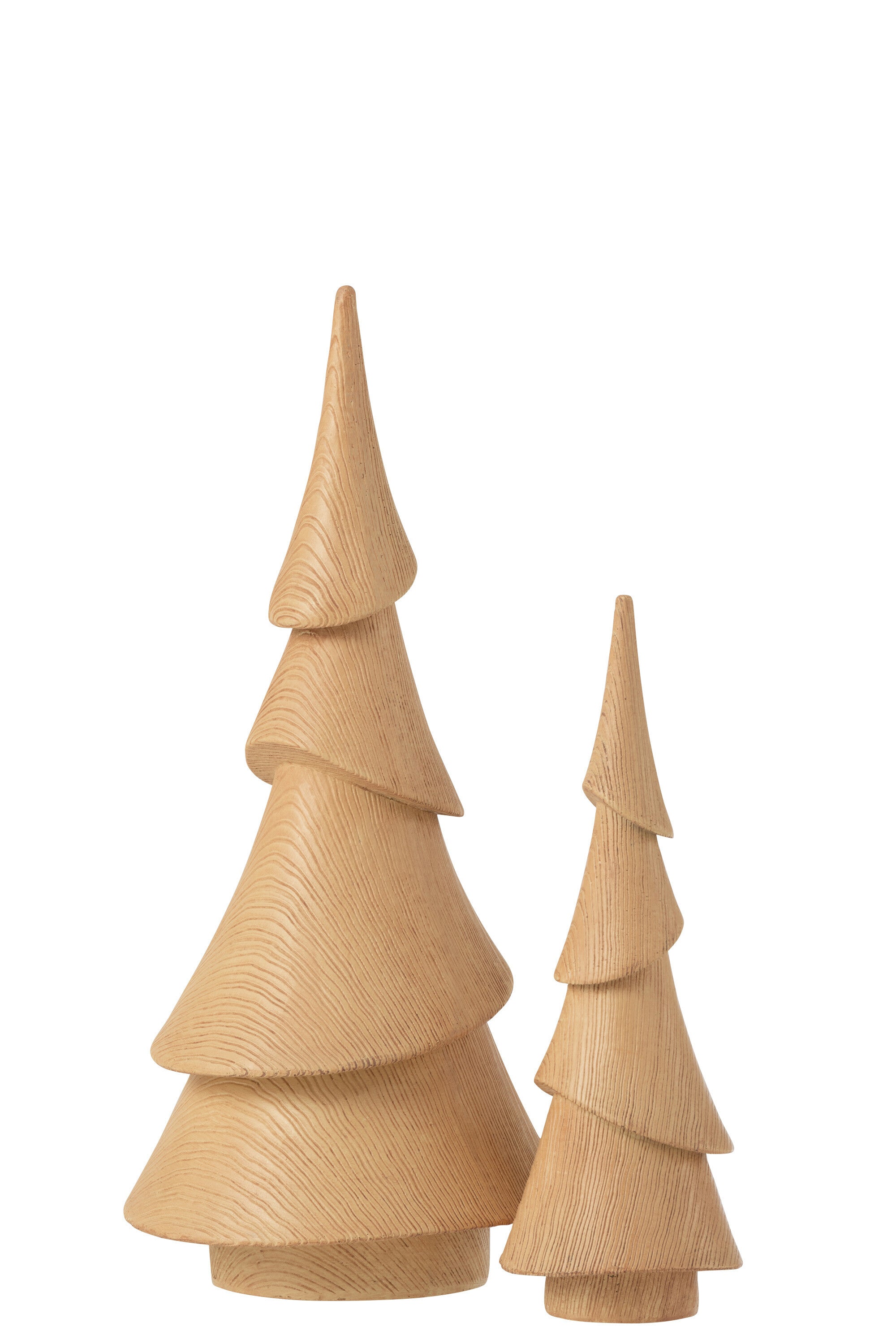 Kerstboom van polyresin met houtfinish