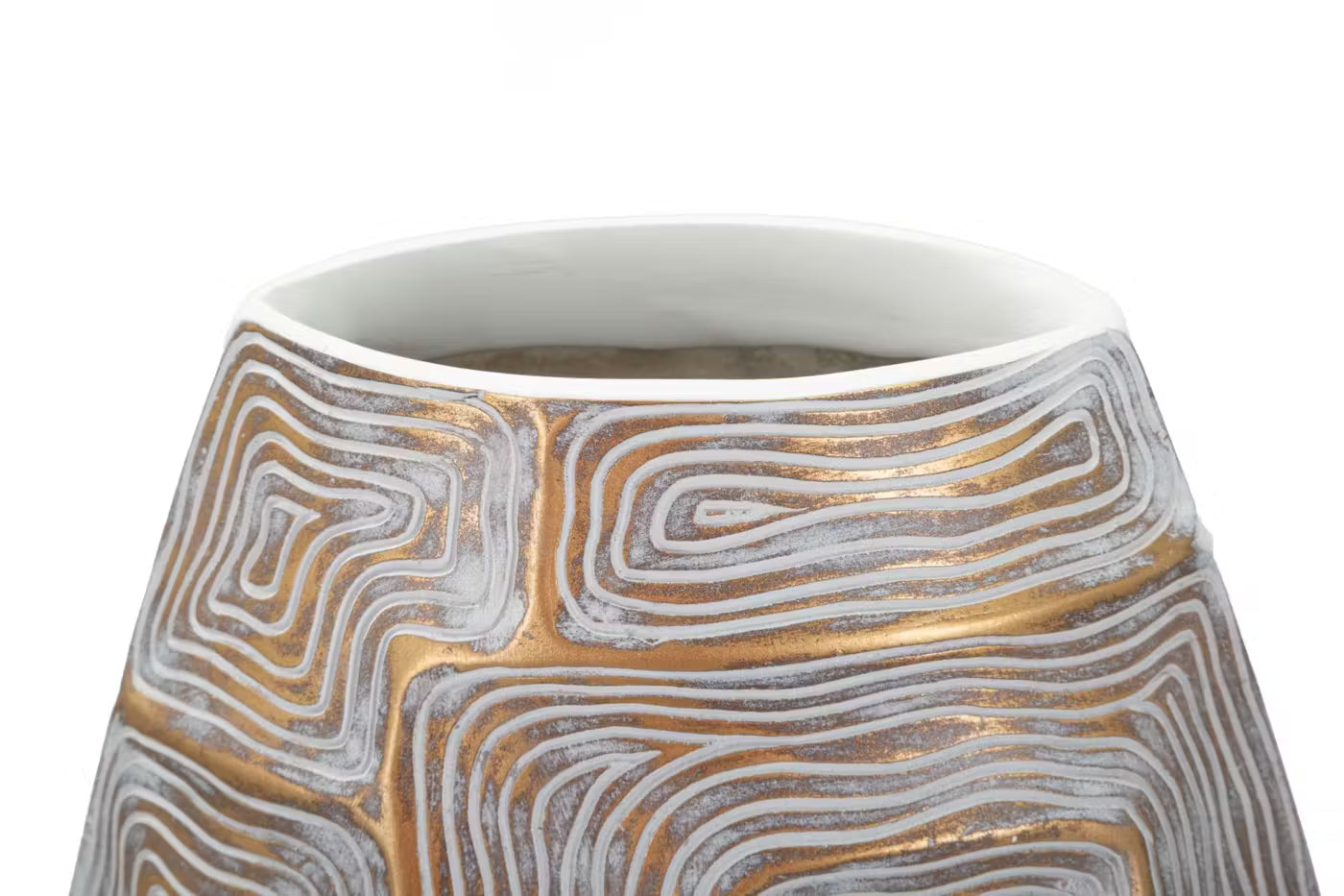 Vase Aurelia Gold Harz 60cm Dekovase mit Geometrischem Muster