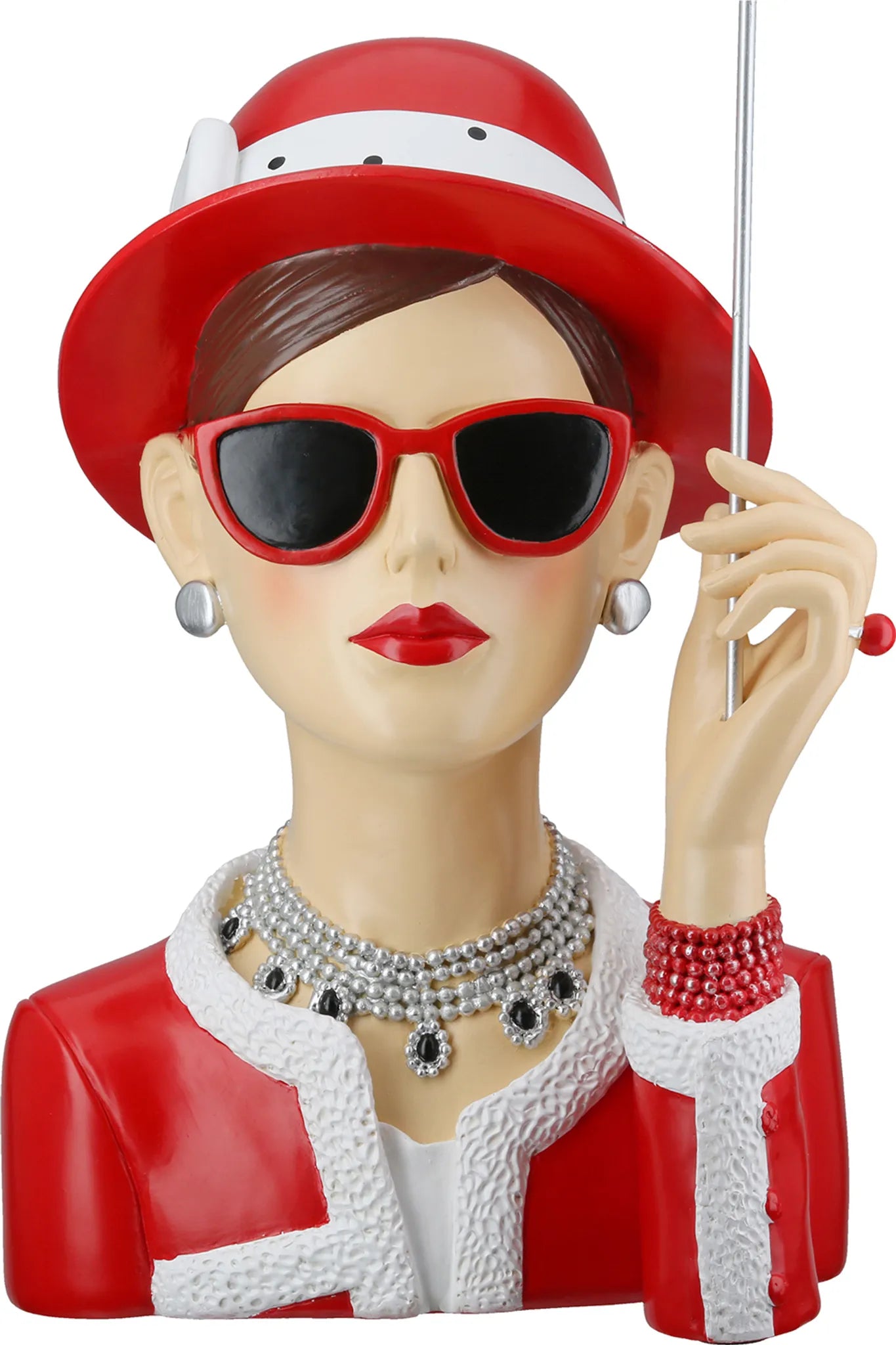 Schmuckständer Lady Chloe Figur Metalloptik Rot 40cm