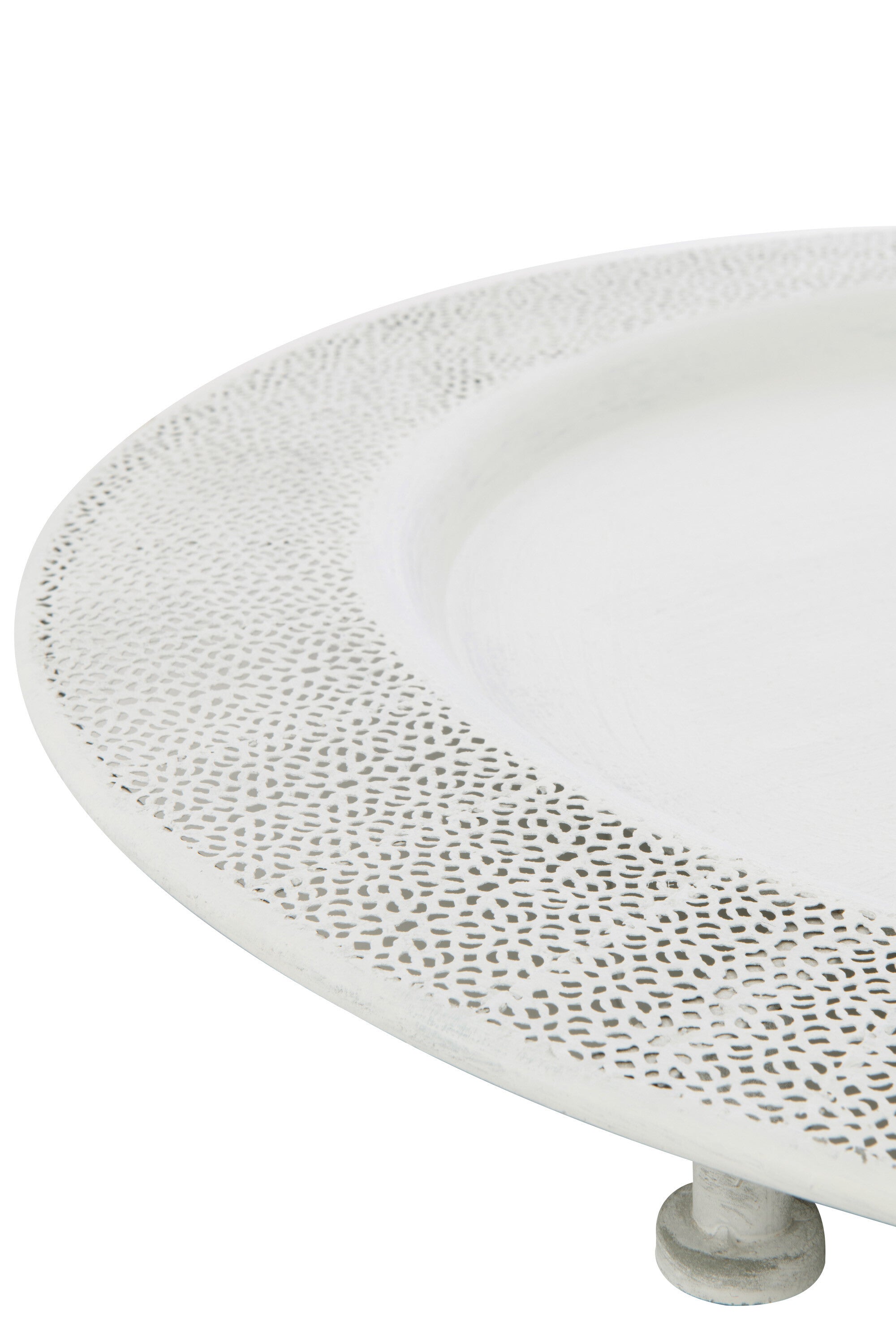 2er Set Dekotablett Plateau im Antikstil, Metall/Glas, Weiß - 70x70x6.5 cm, stilvolle Präsentationsfläche für Ihre Dekoartikel