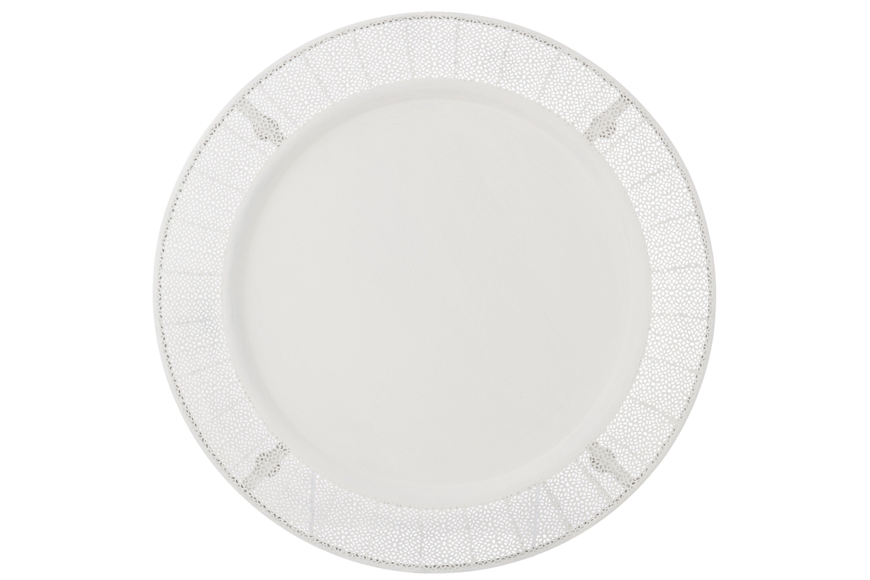 2er Set Dekotablett Plateau im Antikstil, Metall/Glas, Weiß - 70x70x6.5 cm, stilvolle Präsentationsfläche für Ihre Dekoartikel