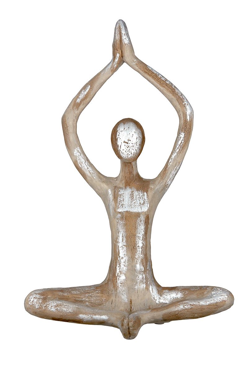 Dekofigur Namaste – Yoga-Frau in Meditationspose, 36 cm, Kunstharz Braun