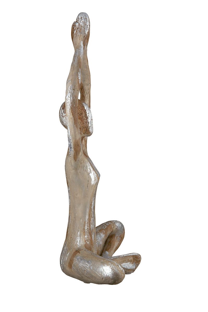 Dekofigur Namaste – Yoga-Frau in Meditationspose, 36 cm, Kunstharz Braun