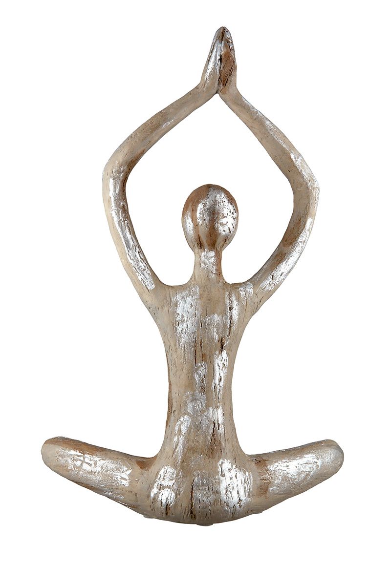 Dekofigur Namaste – Yoga-Frau in Meditationspose, 36 cm, Kunstharz Braun