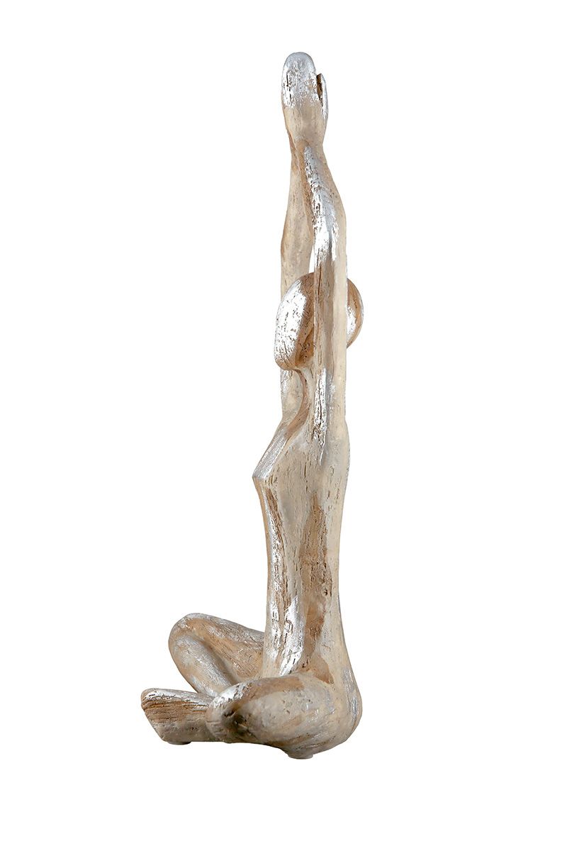 Dekofigur Namaste – Yoga-Frau in Meditationspose, 36 cm, Kunstharz Braun