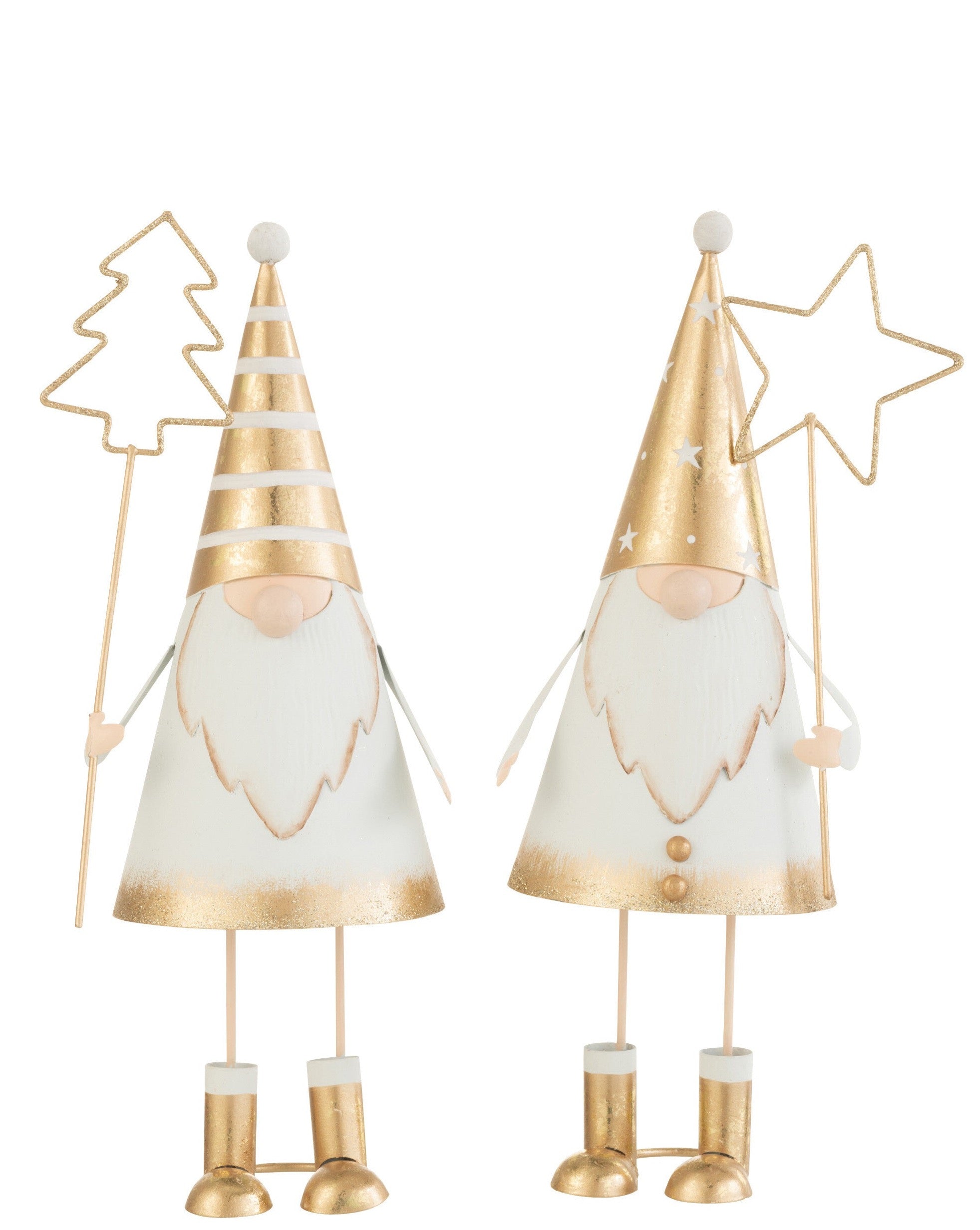 Große Weihnachtswichtel Dekofiguren im Set mit Gold-Akzenten - 30 cm hoch