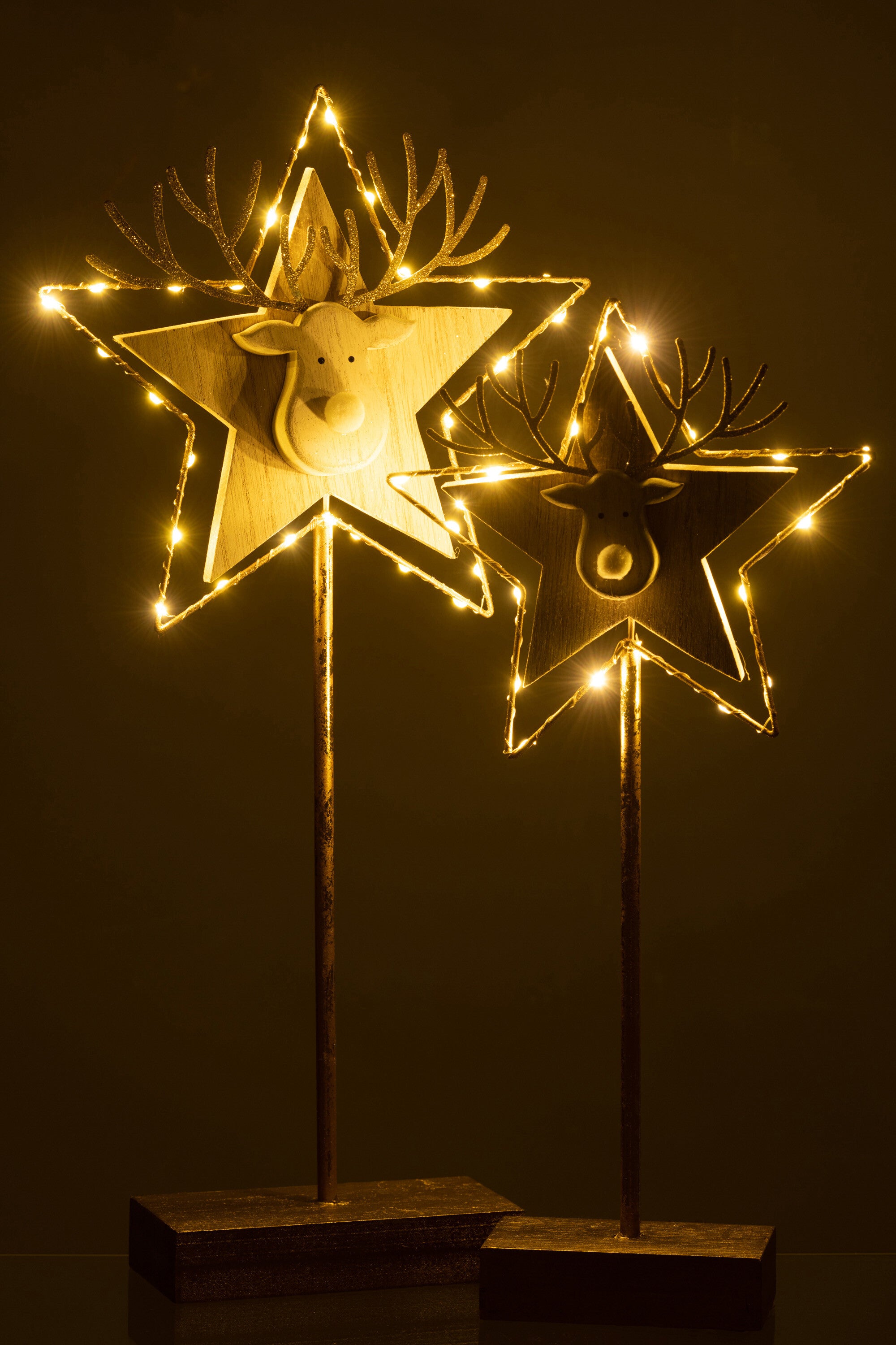 Aufsteller Rentierkopf LED zwei Größen Weihnachtsdekoration Hirsch Elch