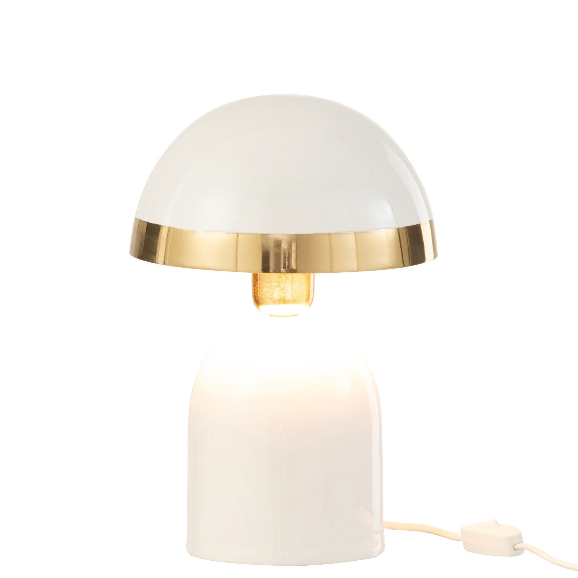 Rand Gold Metall Tischlampen 2-er Set in strahlendem Weiß - Elegant und Modern