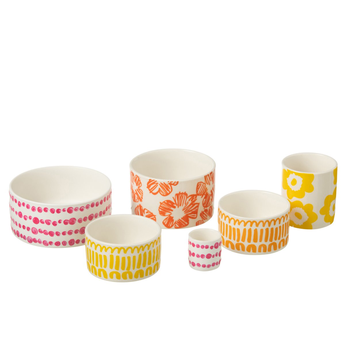 Set mit 6 Aperoschalen + Tablett, Bambusbox, Keramikmischung