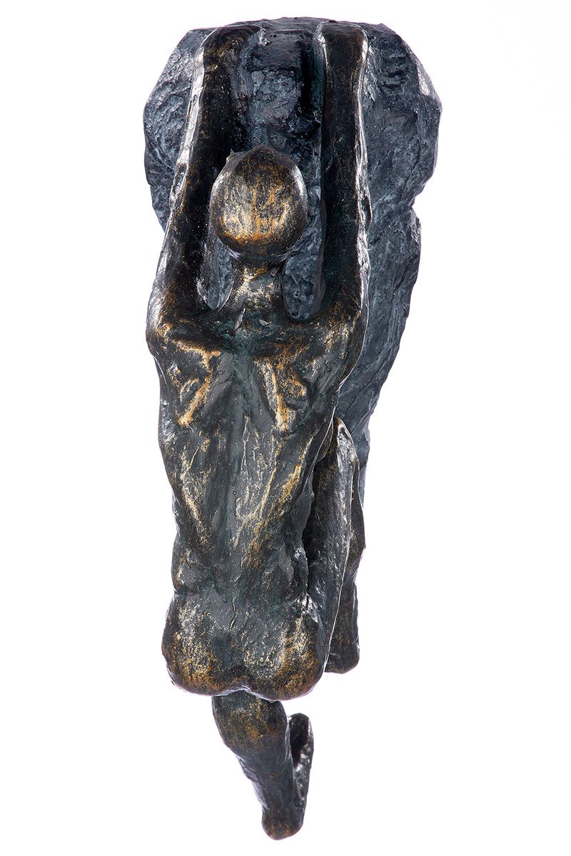 Einzigartige Poly Hänger/Skulptur 'Ambition' in Bronzefarben mit Inspirierender Spruchkarte