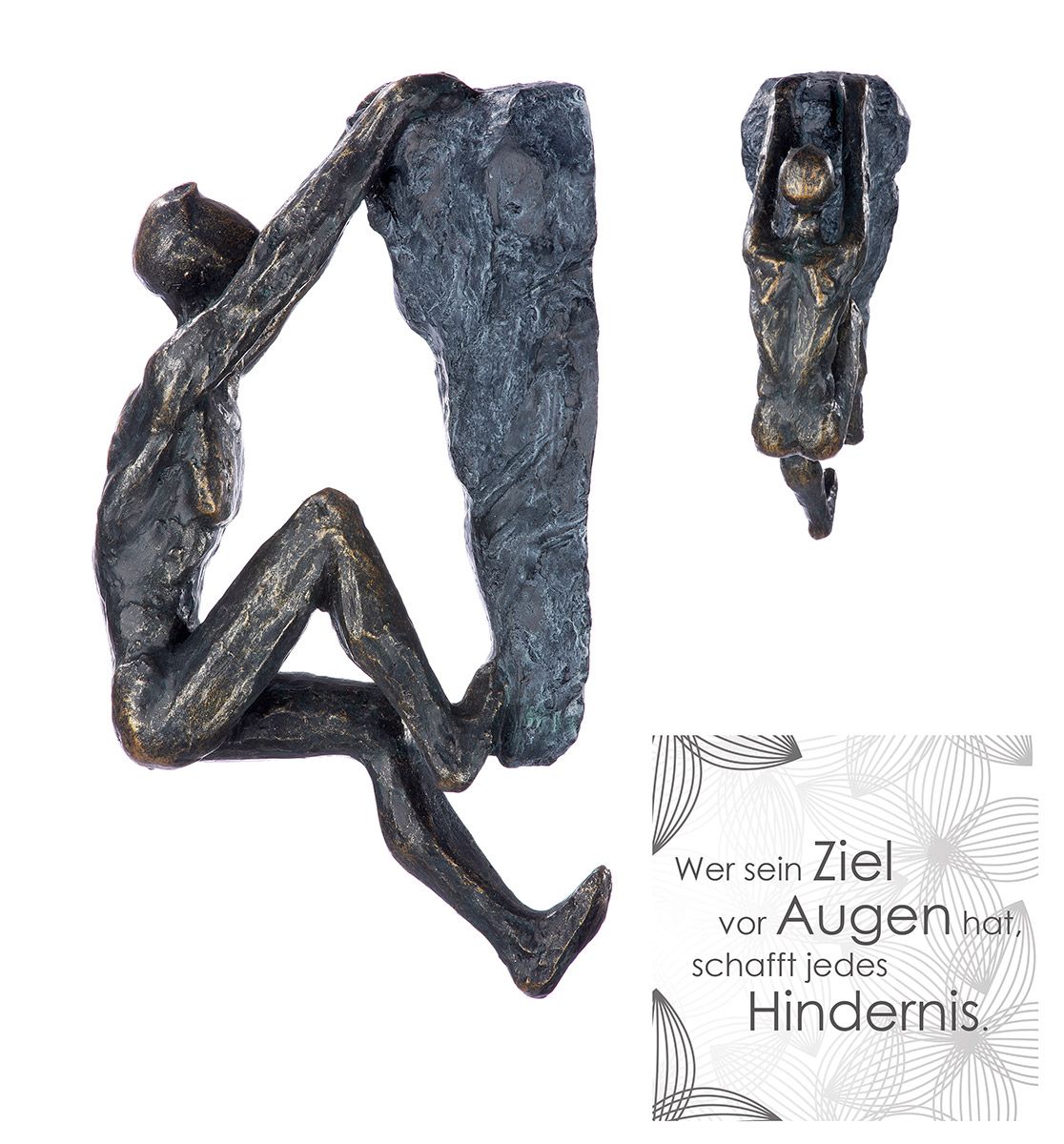 Unique 'Ambition' poly hanger/sculpture in bronze with inspirational quote card