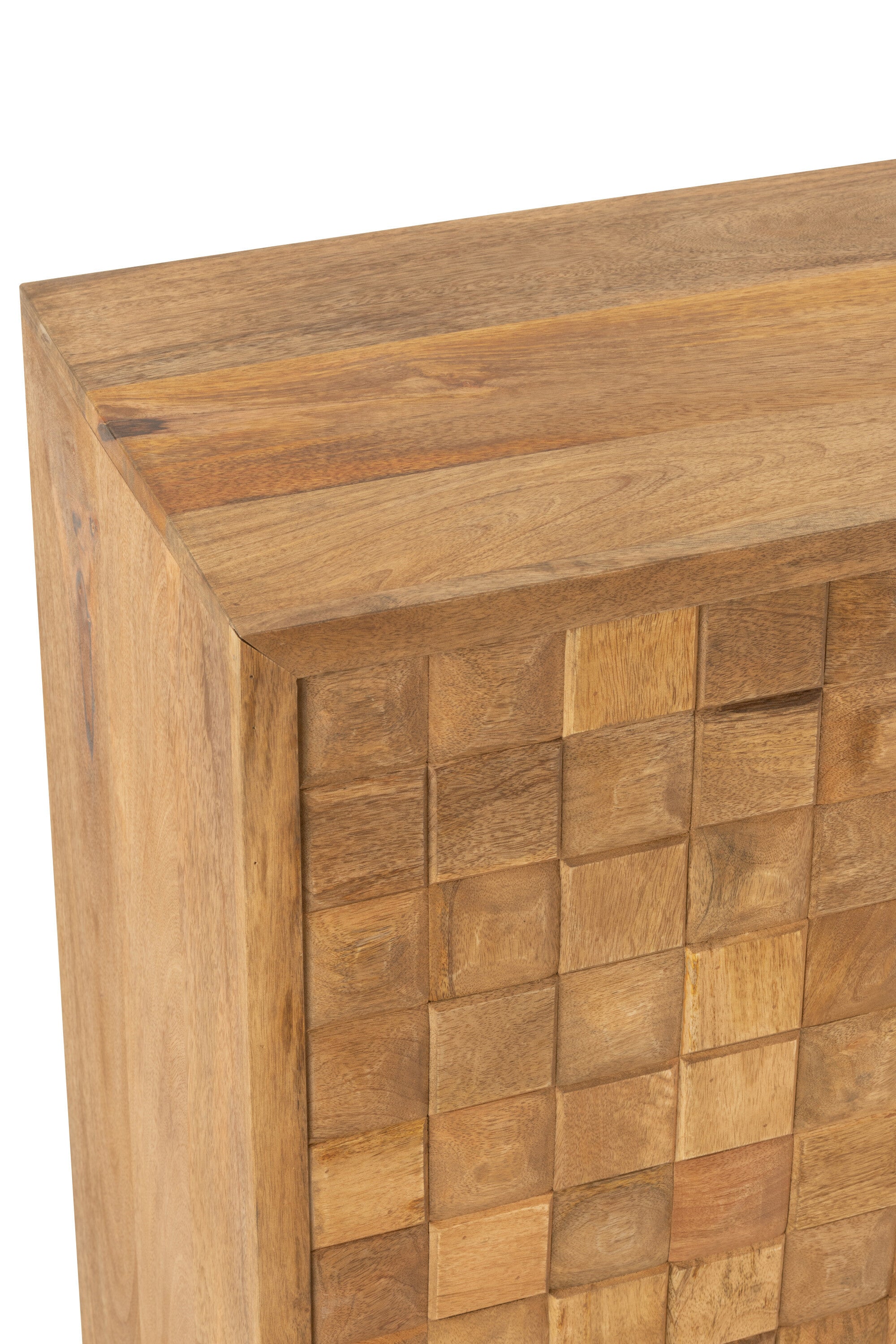 Handgefertigter Schrank Nino aus Mangoholz und Metall in Natur und Gold