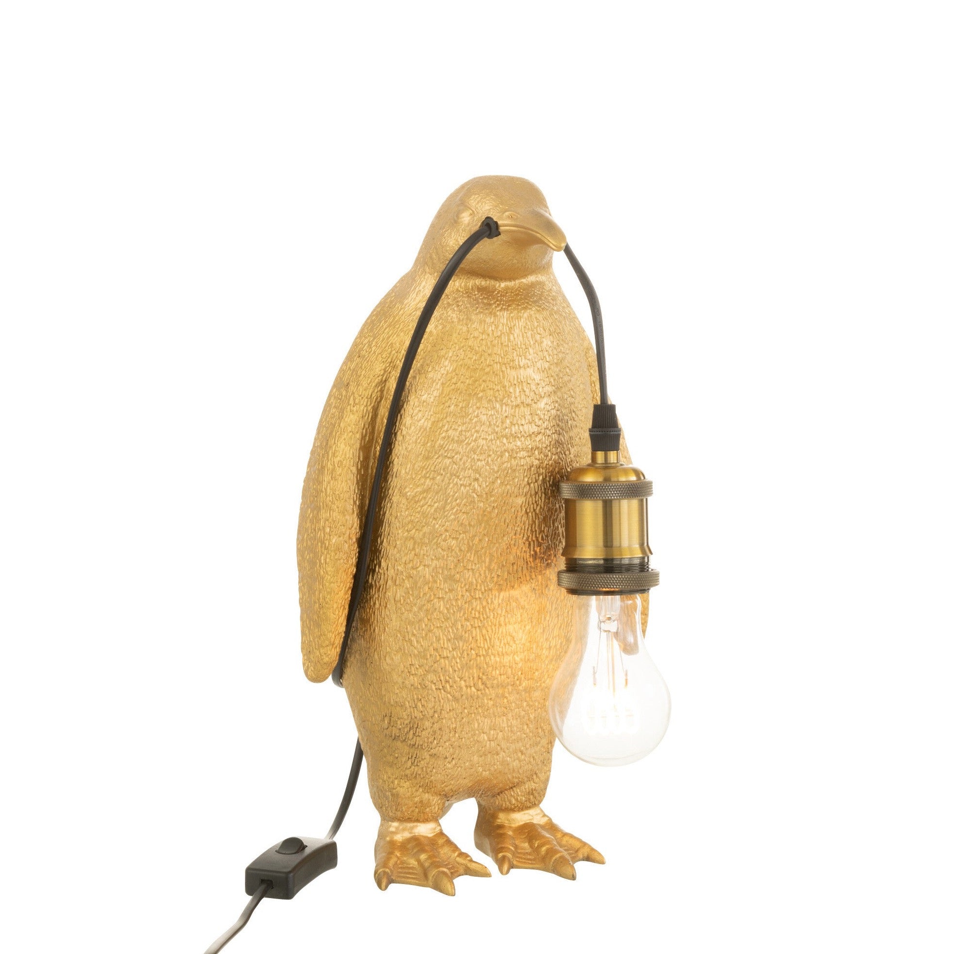 2er Set Goldene Pinguin Tischlampen aus Poly-Resin - Exklusives Design für stilvolle Innenräume