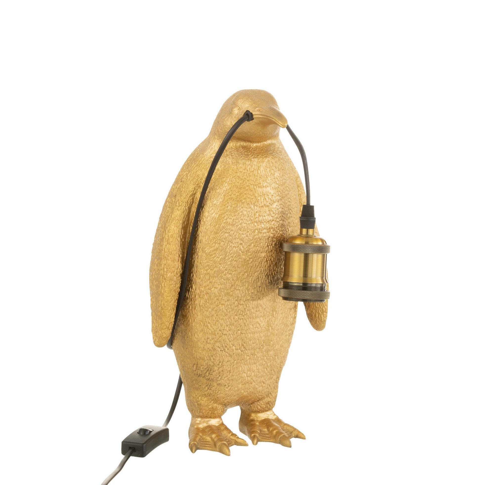 2er Set Goldene Pinguin Tischlampen aus Poly-Resin - Exklusives Design für stilvolle Innenräume