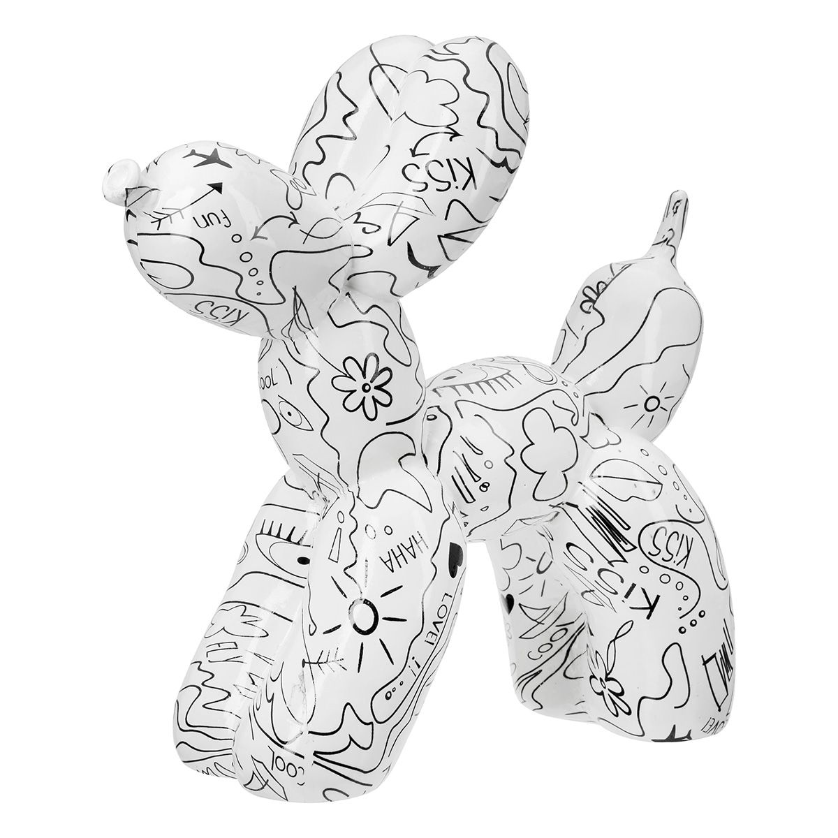 Moderne Ballonhund Skulptur mit Einliniendesign, Weiß