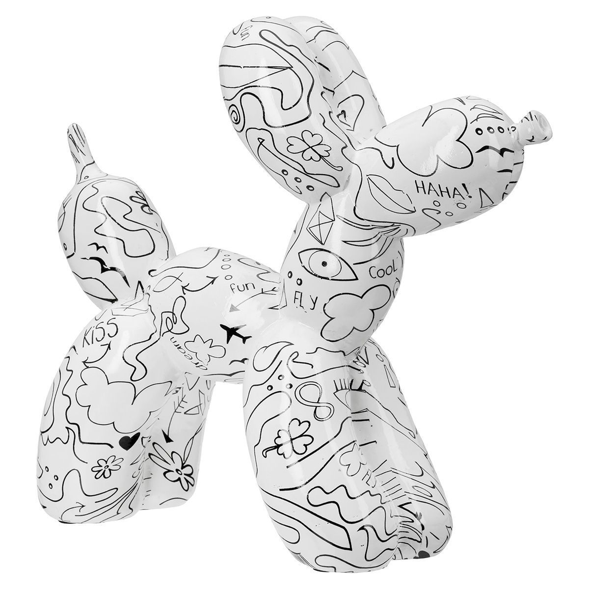 Moderne Ballonhund Skulptur mit Einliniendesign, Weiß