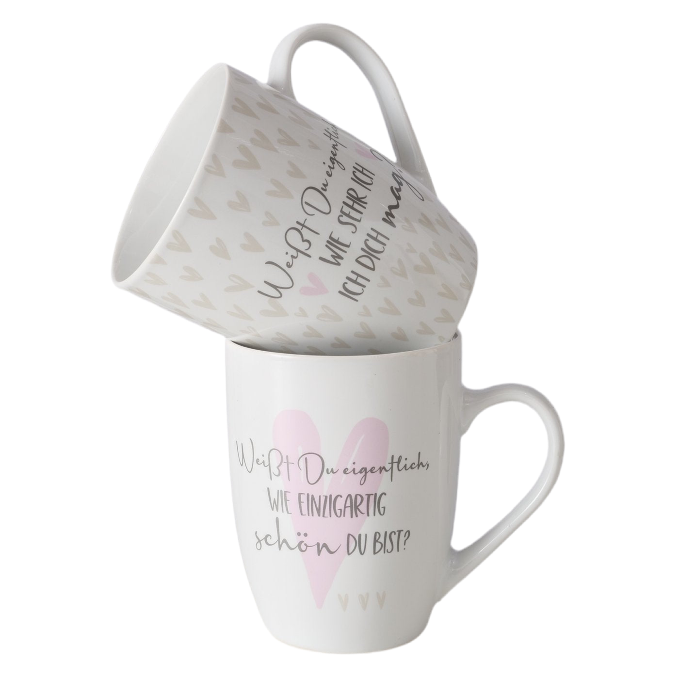 Keramik Becher Set Lovely – 2er Set mit liebevollen Sprüchen