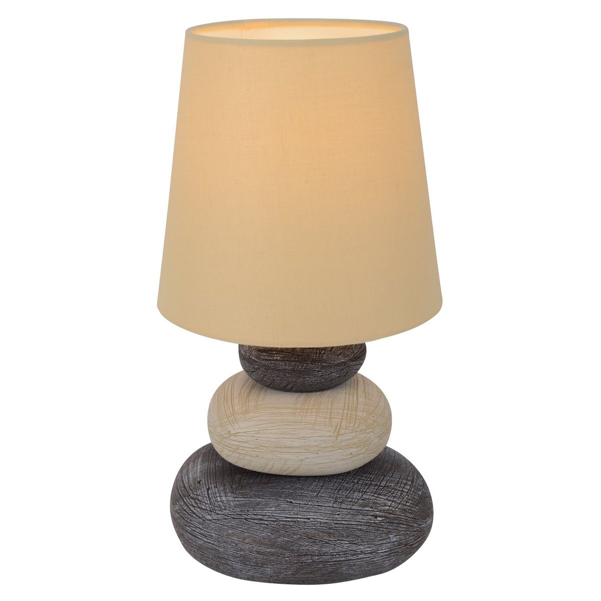 Keramik Tischleuchte "STONEY", Tischlampe aus Keramik, natur, mit E14-Fassung, Tischlampe für Esszimmer, Wohnzimmer, Diele oder Büro, oder als Nachttischlampe, 31 cm hoch