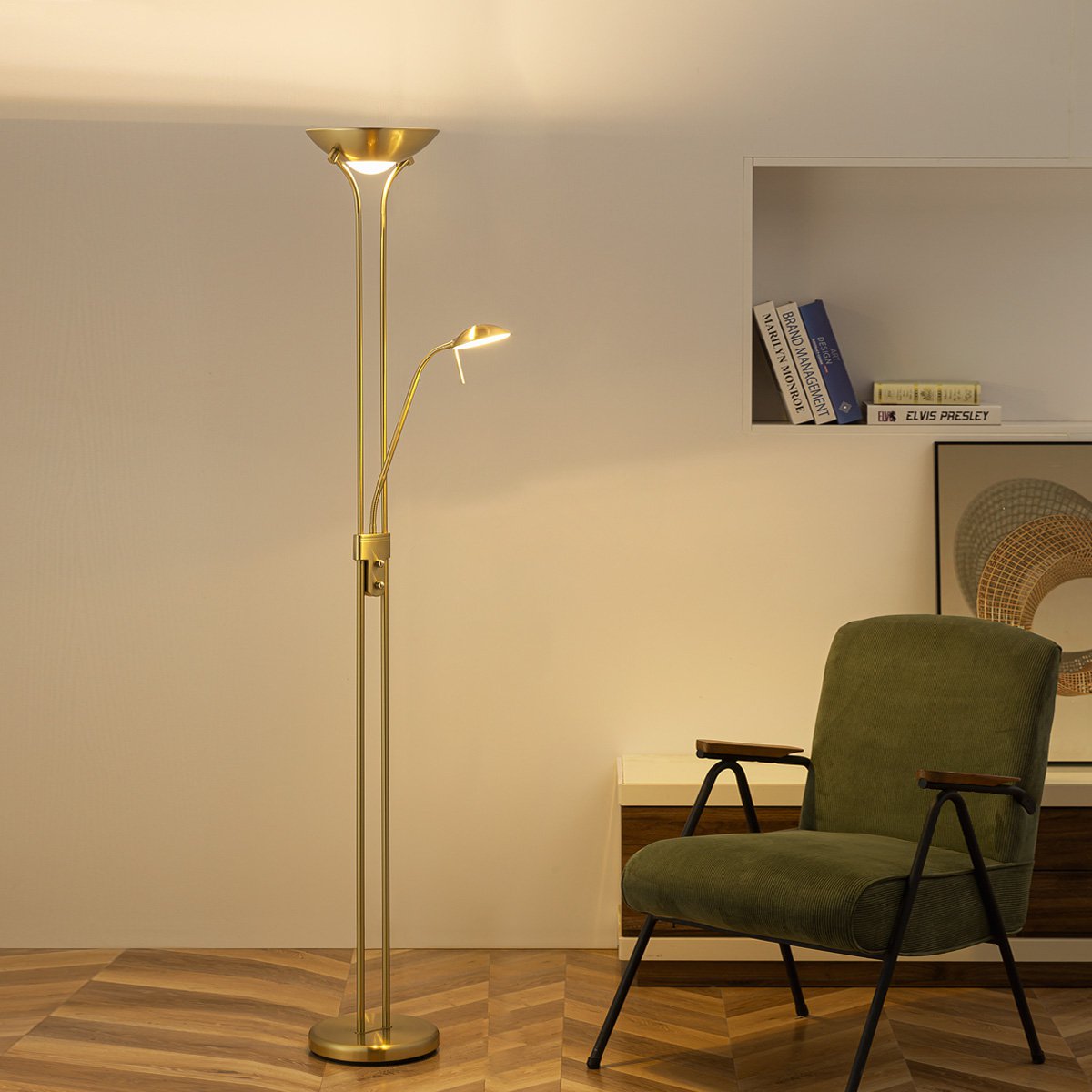 LED-Uplight-Stehleuchte – klassisches Gold/Bronze