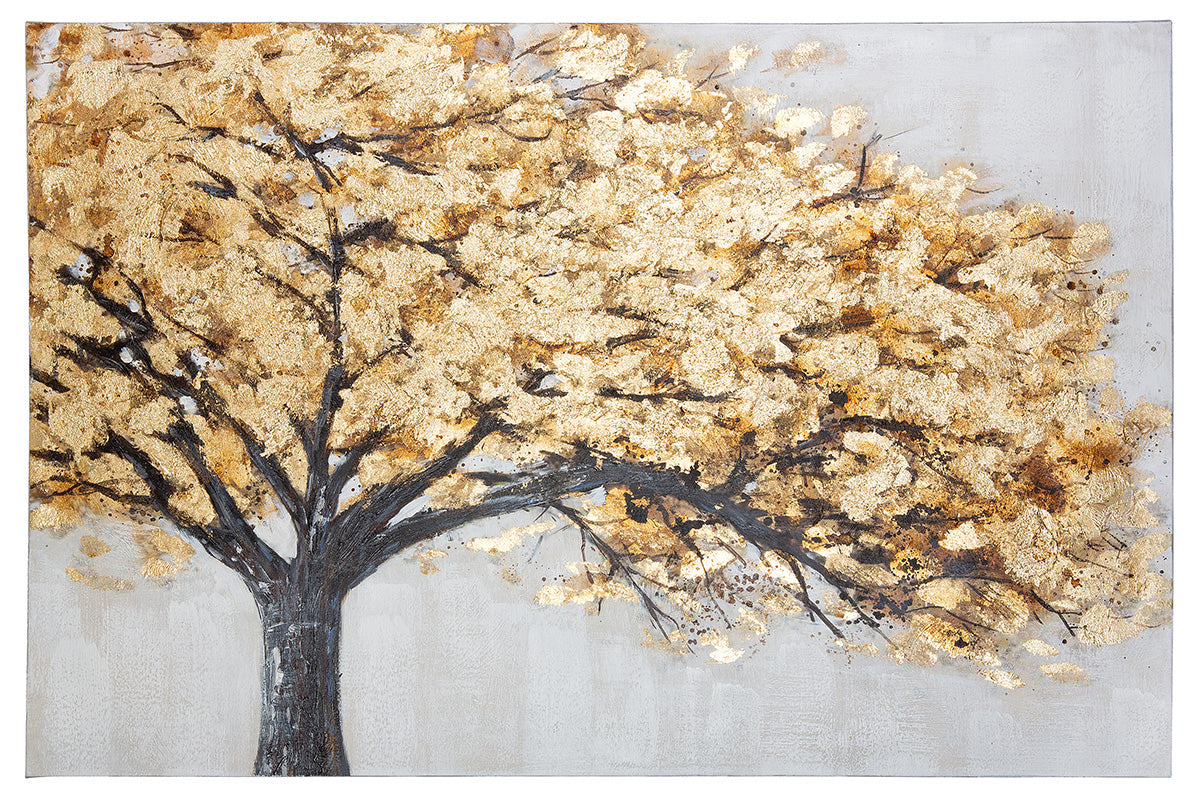 Wandbild Golden Tree Baum Leinwand Goldoptik 120x80 cm