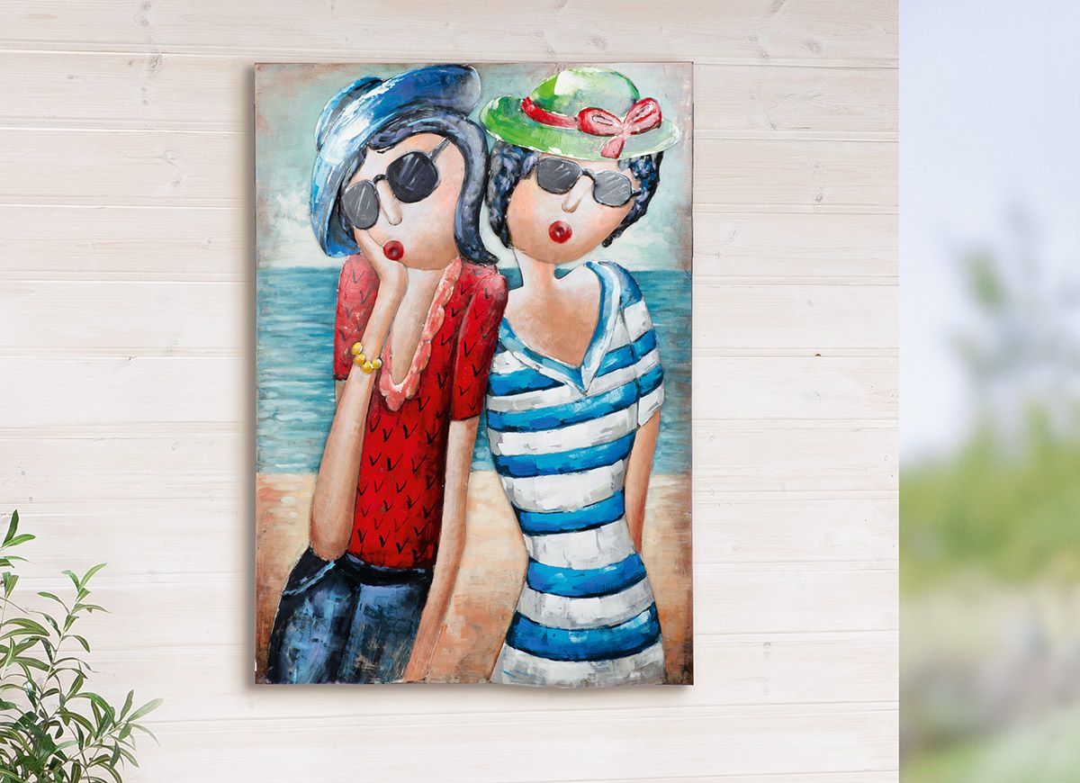 3D Metallbild Côte d'Azur 100x70cm handgearbeitet Wandbild Riviera Flair