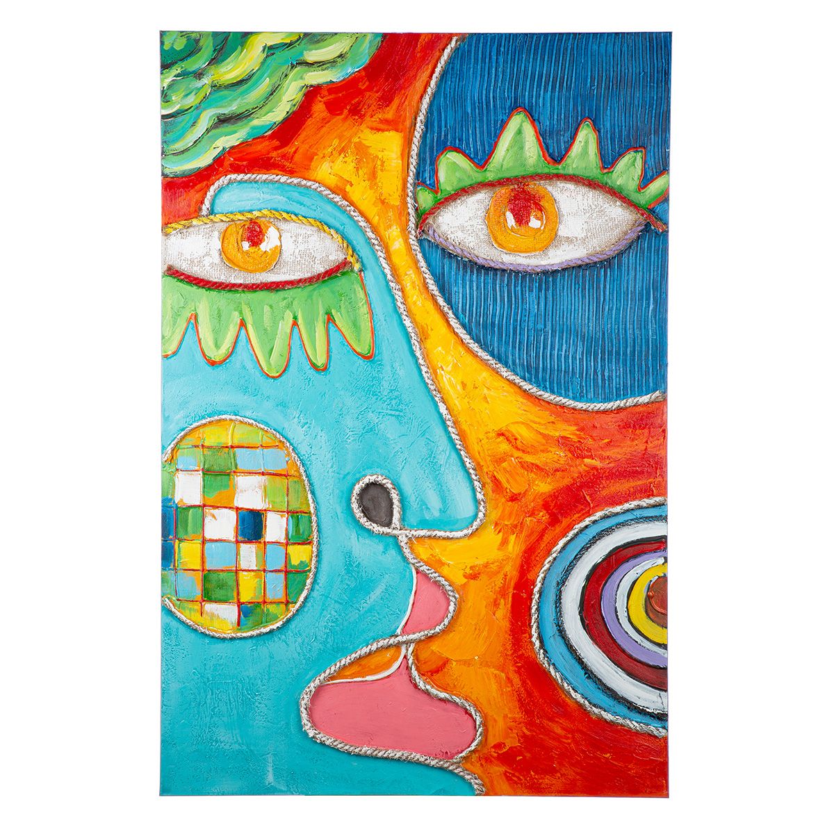 Wandbild Visage Gesichtsmotiv Leinwand Mehrfarbig 80x120cm Abstrakt