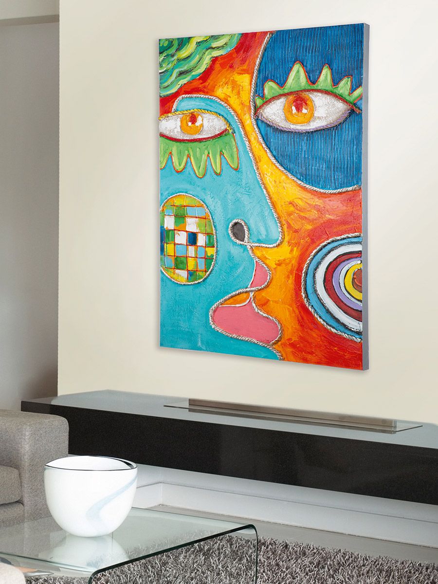 Wandbild Visage Gesichtsmotiv Leinwand Mehrfarbig 80x120cm Abstrakt