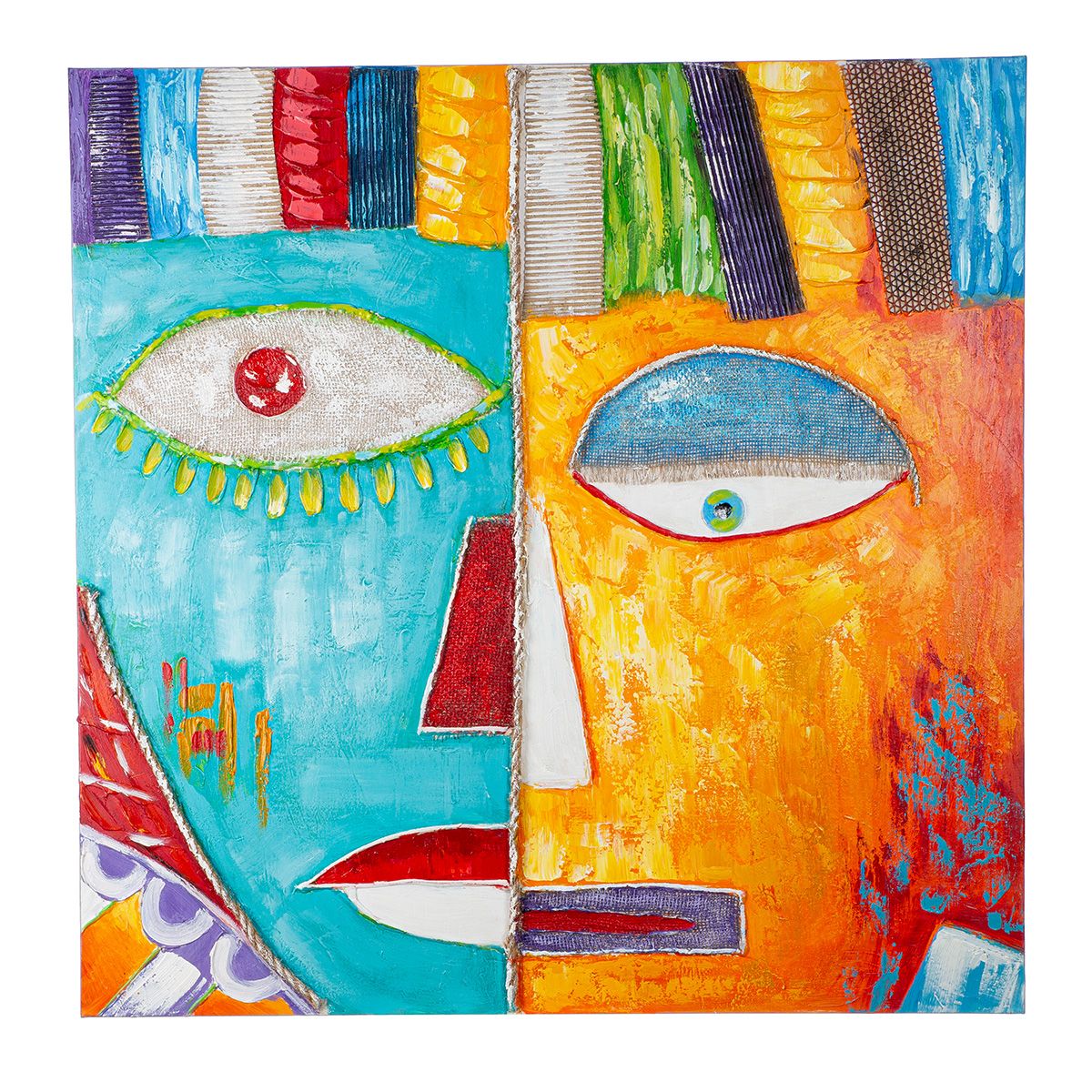 Wandbild Visage Gesicht Leinwand Mehrfarbig 100x100cm Abstrakt