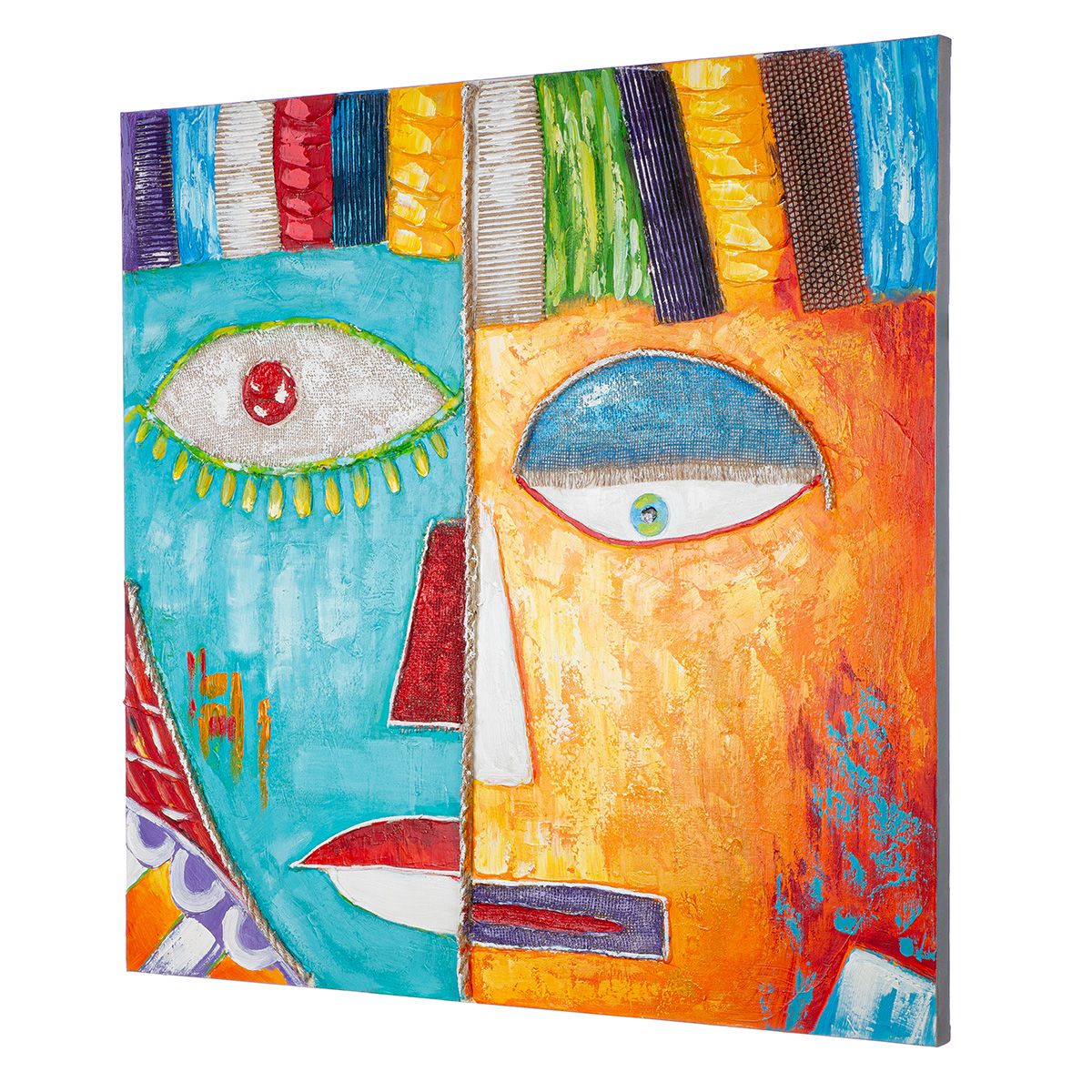 Wandbild Visage Gesicht Leinwand Mehrfarbig 100x100cm Abstrakt