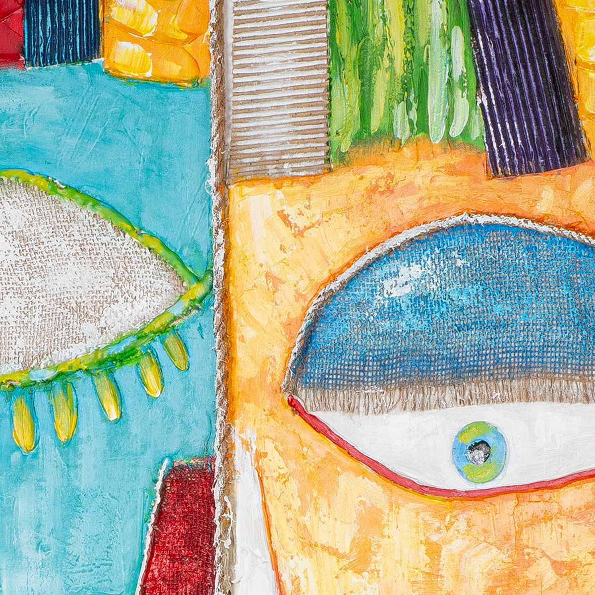 Wandbild Visage Gesicht Leinwand Mehrfarbig 100x100cm Abstrakt