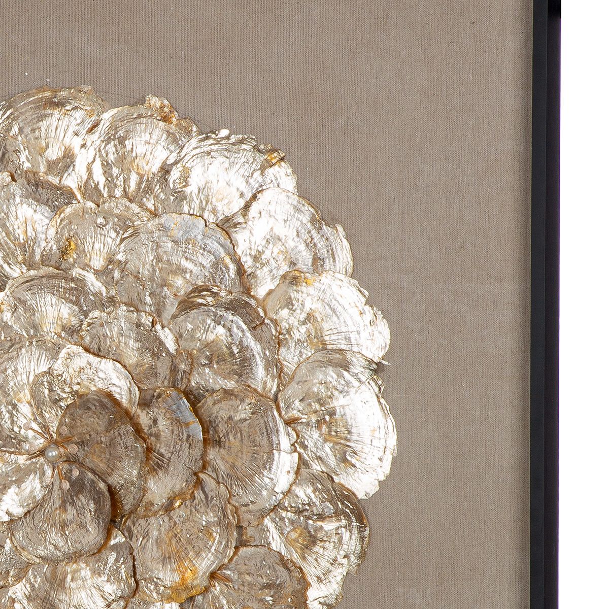 Wandbild Tuvalu mit Kreismotiv in Gold und Creme, 80 x 80 cm