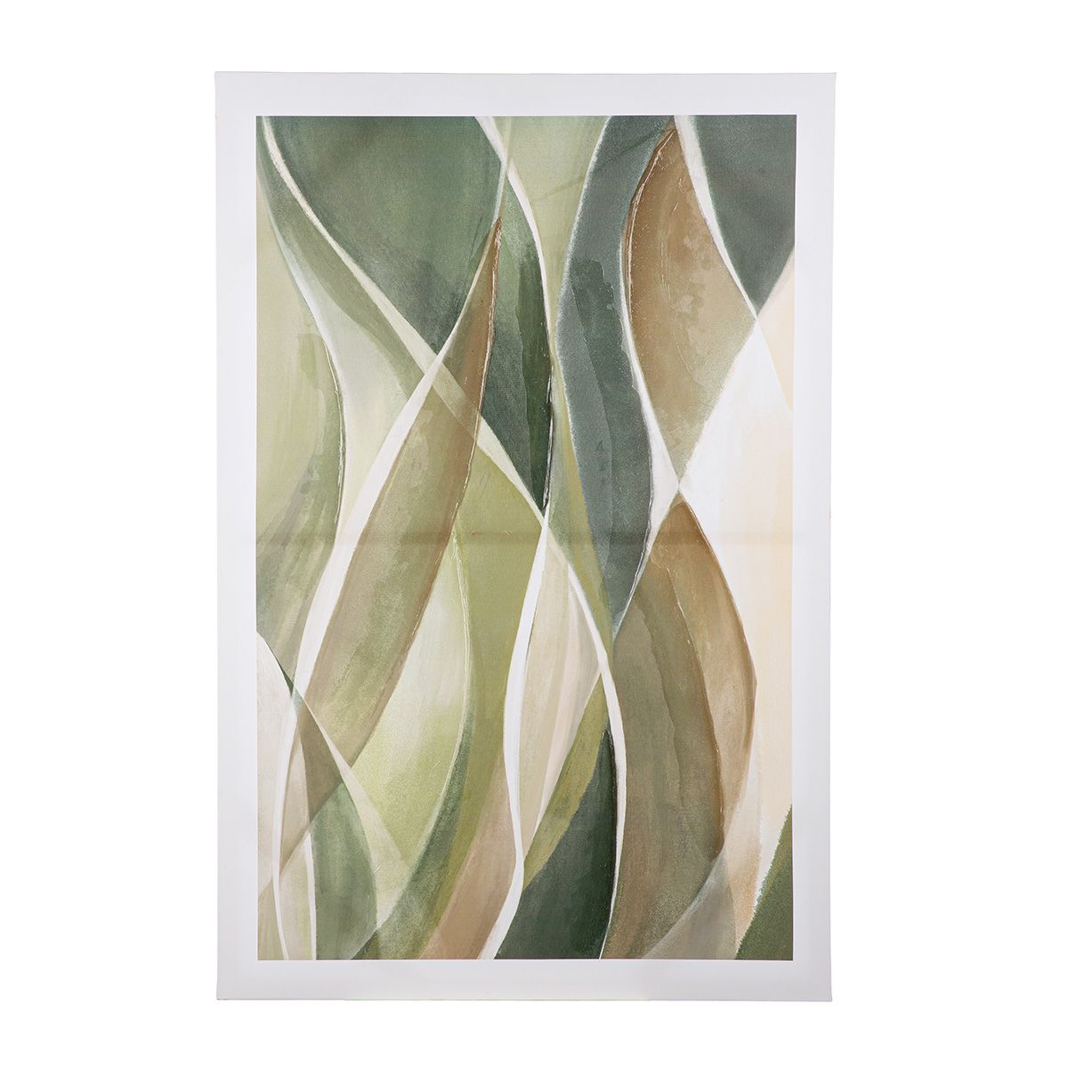 Abstraktes Wandbild in Grün- und Cremetönen auf Leinwand