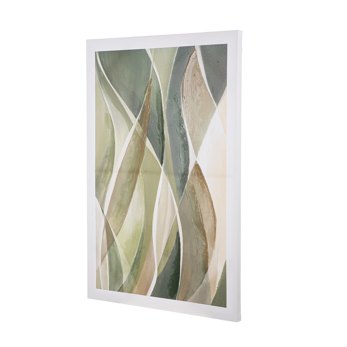 Abstraktes Wandbild in Grün- und Cremetönen auf Leinwand