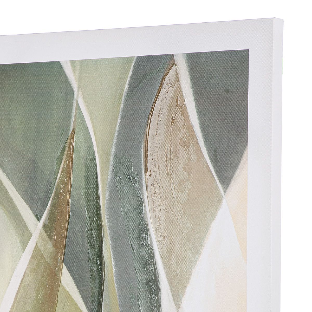 Abstraktes Wandbild in Grün- und Cremetönen auf Leinwand
