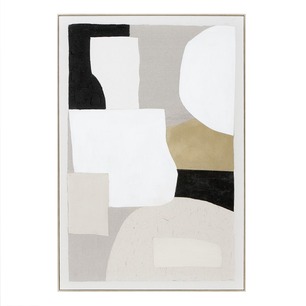 Leinwandbild Randal Abstrakt Schwarz Weiß Beige mit Rahmen 81x121