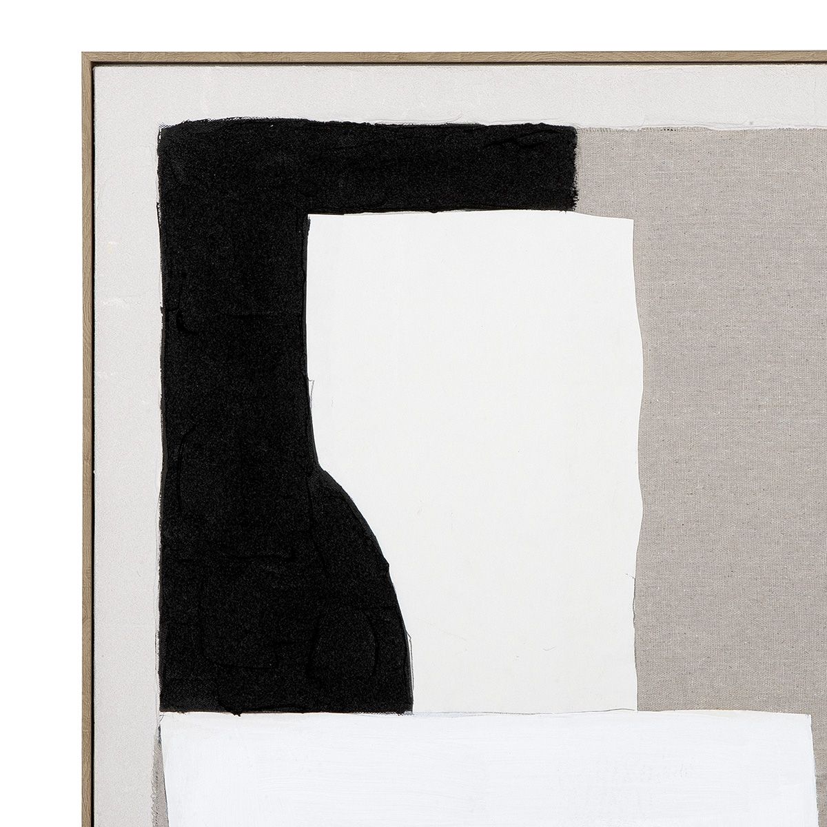 Leinwandbild Randal Abstrakt Schwarz Weiß Beige mit Rahmen 81x121