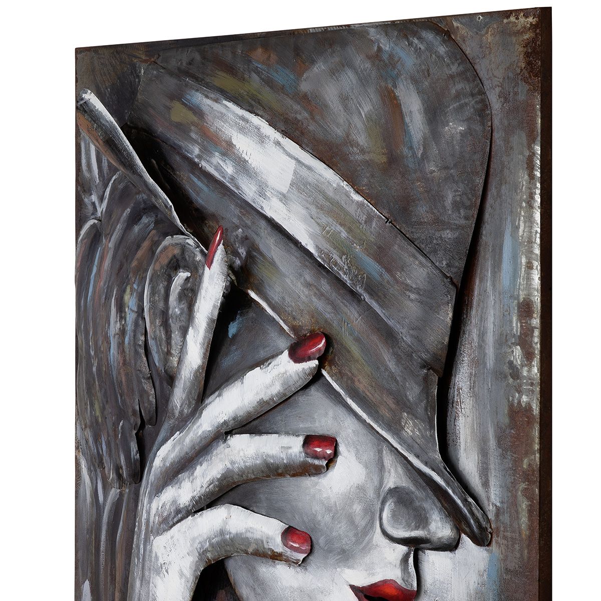 3D Metallbild La Femme Frau mit Hut 120x80cm handgearbeitet Wandbild