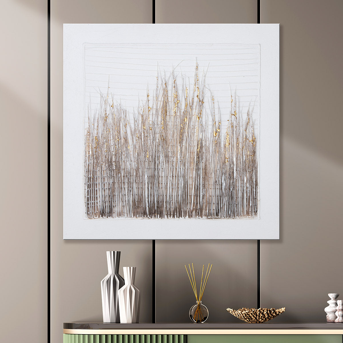 Leinwandbild Cespuglio Weiß 3D Optik 80x80cm