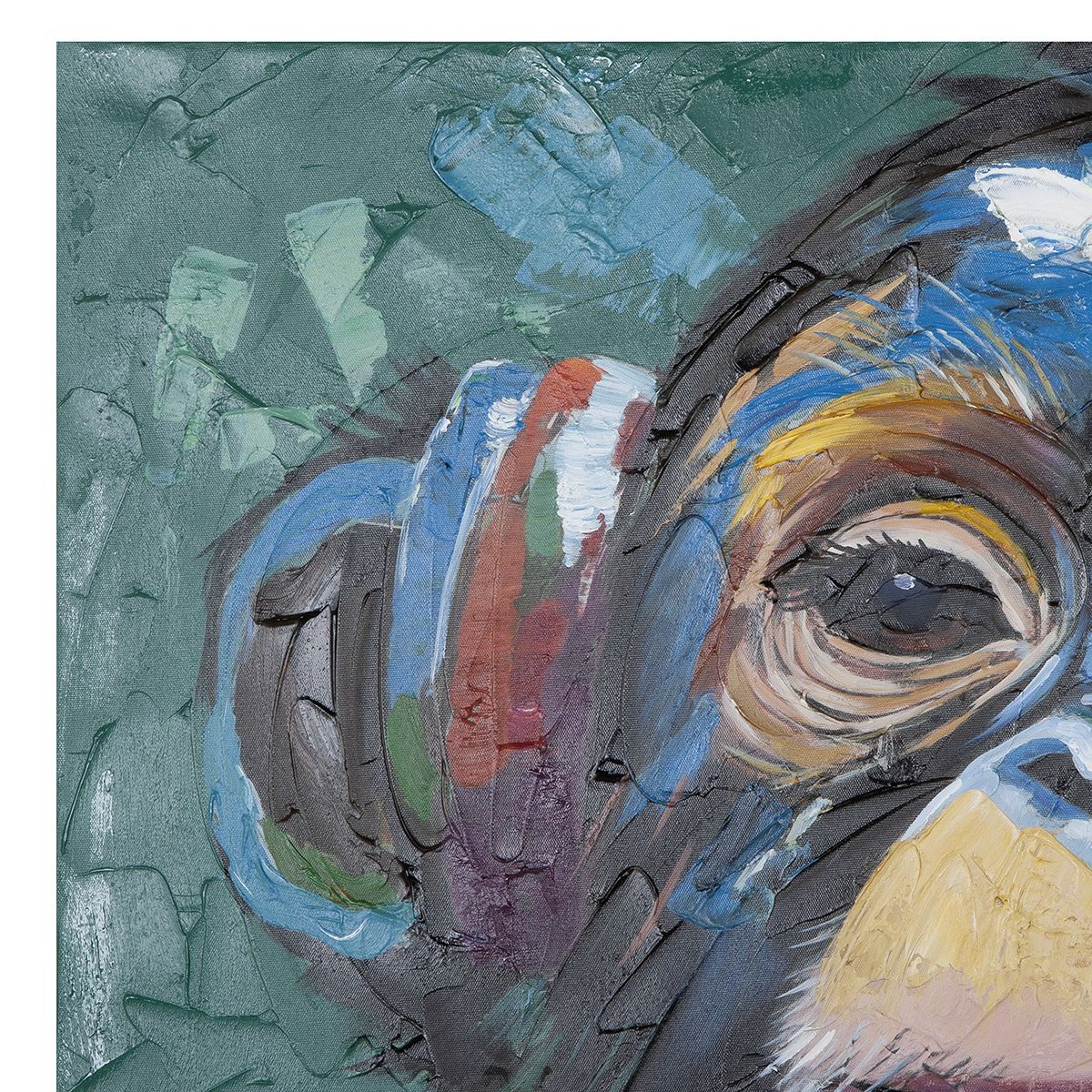 Wandbild Ape Affe mit Kopfhörern handbemalt 100x70cm mehrfarbig Leinwand