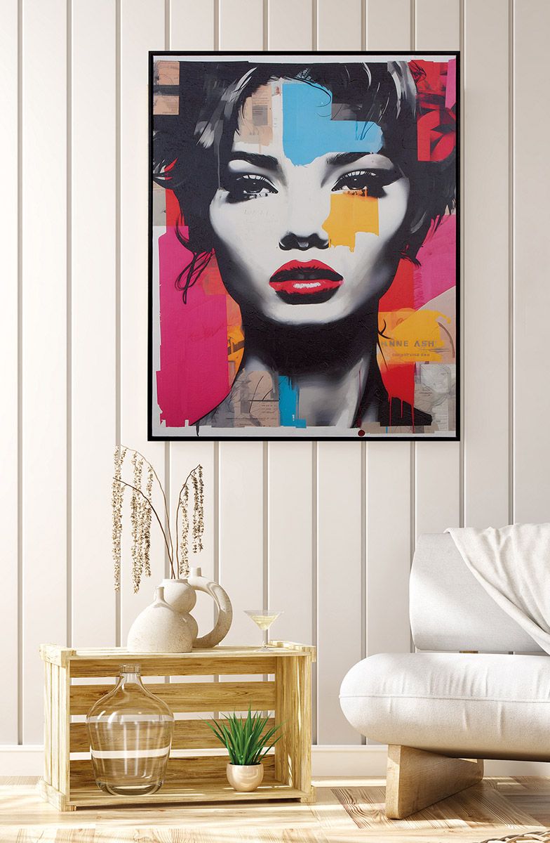 Wandbild Femme Fatale Porträt mehrfarbig 82x102cm Leinwand modern