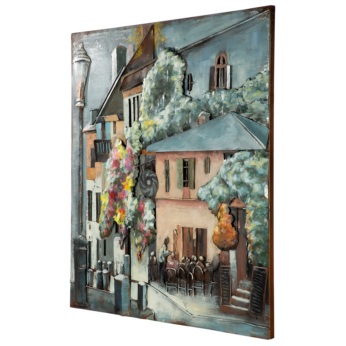 Wandbild Cafe Toskana Metall Mehrfarbig 100x100cm